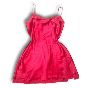 Y2K Vintage Victoria Secret Red Lace Coquette Dollette Mini Slip Dress Lingerie